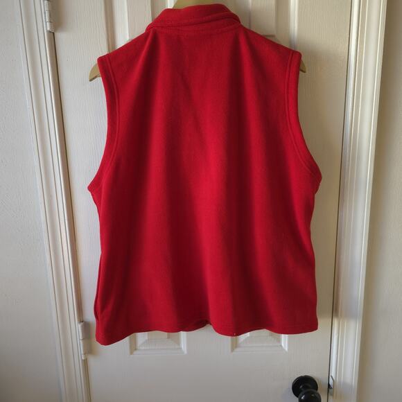 Draper’s & Damon’s PXL Christmas Vest Red Fleece Zip Front Holiday Trees Stars - Picture 7 of 8